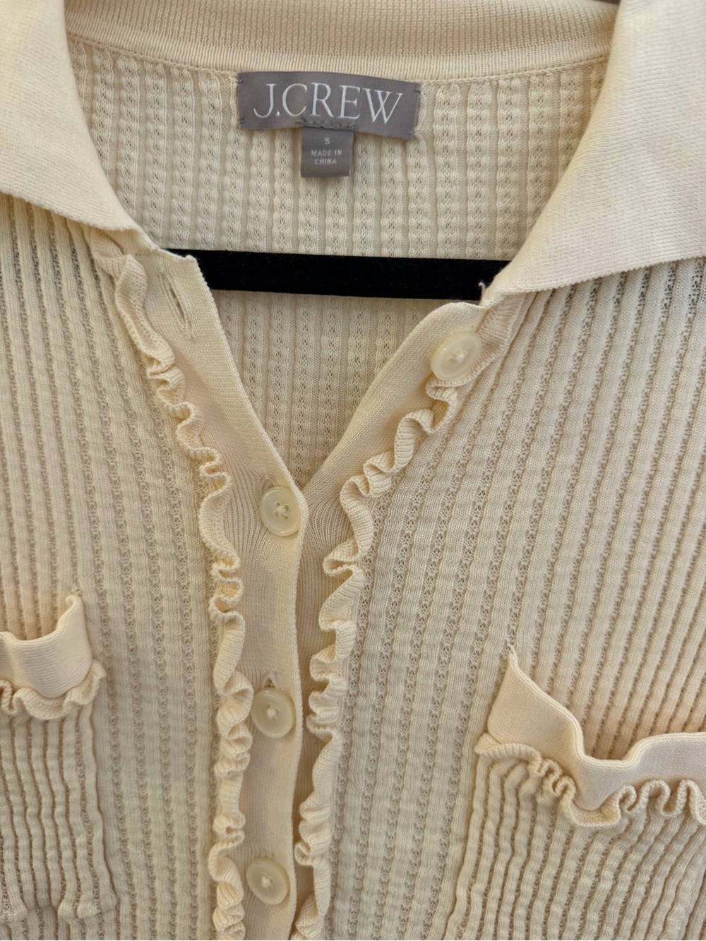 J.Crew Cream Ruffle-Trim Knit Top - Picture 4 of 5